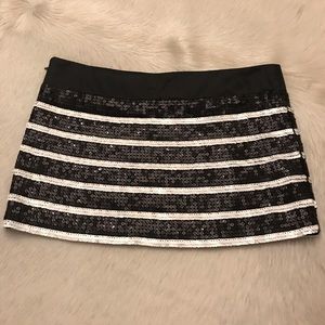 Sequin stripe mini skirt